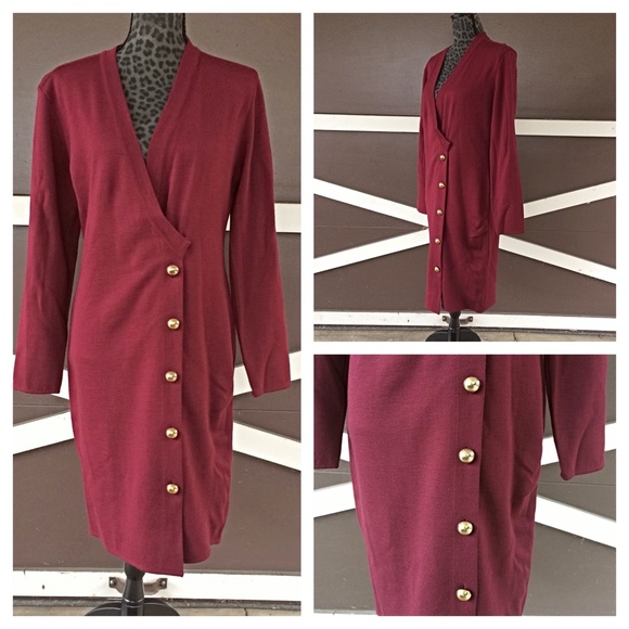 Harve Benard Dresses & Skirts - Harve Benard Dark Red Long Sleeve Wool Dress - Size Small